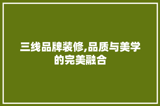 三线品牌装修,品质与美学的完美融合 MI家装修攻略 三线品牌装修,品质与美学的完美融合 三线品牌装修,品质与美学的完美融合 MI家装修攻略