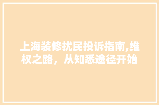上海装修扰民投诉指南,维权之路，从知悉途径开始 上海装修扰民投诉指南,维权之路，从知悉途径开始 MI家装修经验