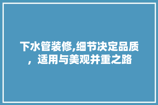 下水管装修,细节决定品质，适用与美观并重之路