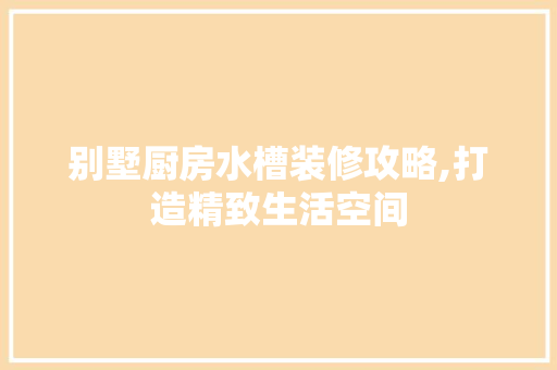 别墅厨房水槽装修攻略,打造精致生活空间 别墅厨房水槽装修攻略,打造精致生活空间 MI家装修攻略