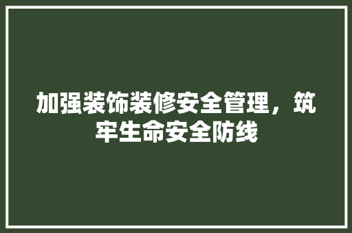 加强装饰装修安全管理，筑牢生命安全防线 加强装饰装修安全管理，筑牢生命安全防线 MI家装修攻略