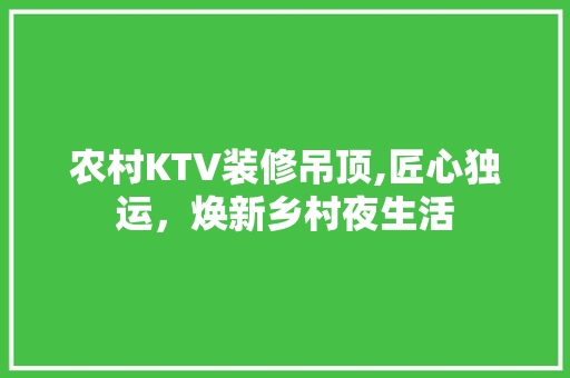 农村KTV装修吊顶,匠心独运，焕新乡村夜生活 农村KTV装修吊顶,匠心独运，焕新乡村夜生活 MI家装修经验