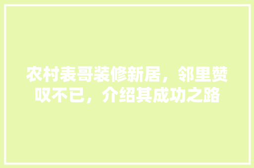 农村表哥装修新居，邻里赞叹不已，介绍其成功之路 农村表哥装修新居，邻里赞叹不已，介绍其成功之路 MI家设计百科