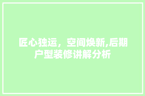 匠心独运，空间焕新,后期户型装修讲解分析 匠心独运，空间焕新,后期户型装修讲解分析 MI家装修攻略