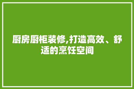 厨房厨柜装修,打造高效、舒适的烹饪空间 厨房厨柜装修,打造高效、舒适的烹饪空间 MI家装修经验