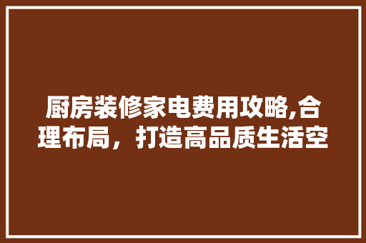厨房装修家电费用攻略,合理布局，打造高品质生活空间 厨房装修家电费用攻略,合理布局，打造高品质生活空间 MI家设计指南