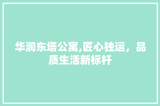 华润东塔公寓,匠心独运，品质生活新标杆 华润东塔公寓,匠心独运，品质生活新标杆 MI家公司推荐