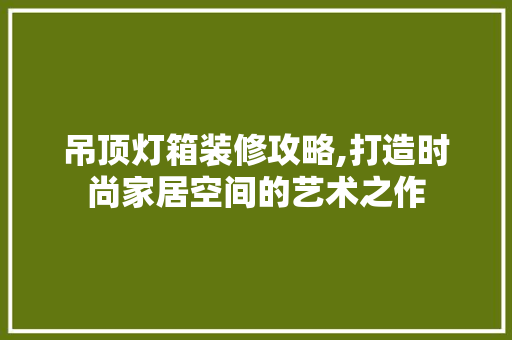 吊顶灯箱装修攻略,打造时尚家居空间的艺术之作 吊顶灯箱装修攻略,打造时尚家居空间的艺术之作 MI家装修攻略