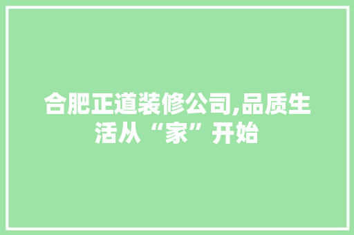 合肥正道装修公司,品质生活从“家”开始 合肥正道装修公司,品质生活从“家”开始 MI家公司推荐