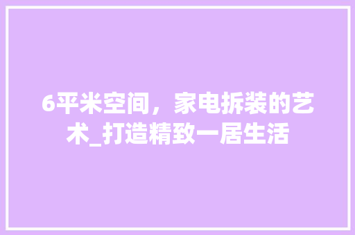 6平米空间，家电拆装的艺术_打造精致一居生活 6平米空间，家电拆装的艺术_打造精致一居生活 MI家设计百科