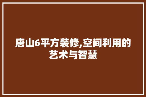 唐山6平方装修,空间利用的艺术与智慧 唐山6平方装修,空间利用的艺术与智慧 MI家装修经验