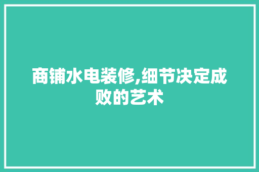 商铺水电装修,细节决定成败的艺术 商铺水电装修,细节决定成败的艺术 MI家装修经验