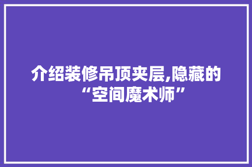 介绍装修吊顶夹层,隐藏的“空间魔术师” MI家设计指南 介绍装修吊顶夹层,隐藏的“空间魔术师” 介绍装修吊顶夹层,隐藏的“空间魔术师” MI家设计指南