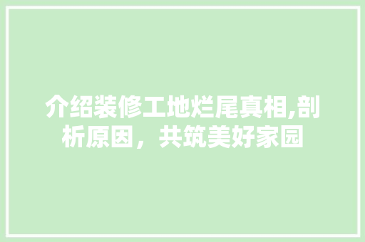 介绍装修工地烂尾真相,剖析原因，共筑美好家园 介绍装修工地烂尾真相,剖析原因，共筑美好家园 MI家设计百科