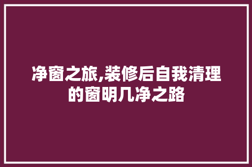 净窗之旅,装修后自我清理的窗明几净之路 净窗之旅,装修后自我清理的窗明几净之路 MI家装修攻略