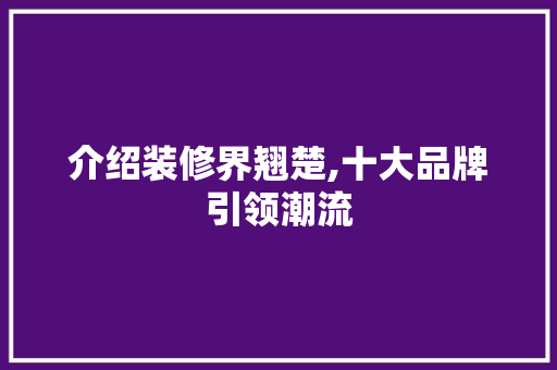介绍装修界翘楚,十大品牌引领潮流 介绍装修界翘楚,十大品牌引领潮流 MI家公司推荐