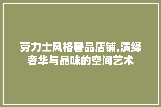 劳力士风格奢品店铺,演绎奢华与品味的空间艺术