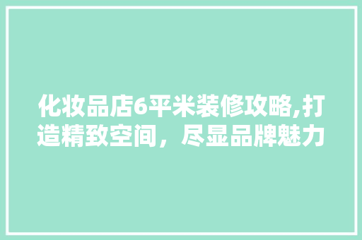 化妆品店6平米装修攻略,打造精致空间，尽显品牌魅力