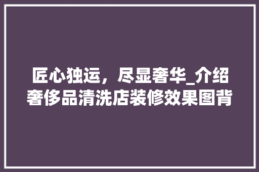 匠心独运，尽显奢华_介绍奢侈品清洗店装修效果图背后的设计理念 匠心独运，尽显奢华_介绍奢侈品清洗店装修效果图背后的设计理念 MI家装修经验