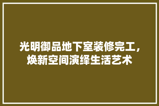 光明御品地下室装修完工，焕新空间演绎生活艺术(光明御品独栋)