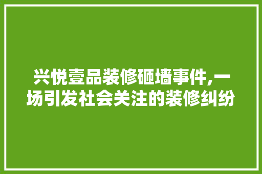 兴悦壹品装修砸墙事件,一场引发社会关注的装修纠纷