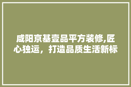咸阳京基壹品平方装修,匠心独运，打造品质生活新标杆(咸阳京基一品的房子怎么样)