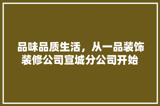 品味品质生活，从一品装饰装修公司宣城分公司开始