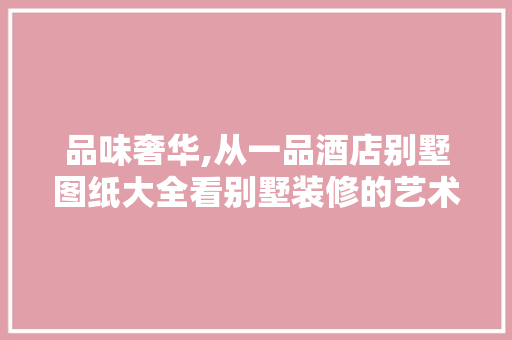 品味奢华,从一品酒店别墅图纸大全看别墅装修的艺术与科学