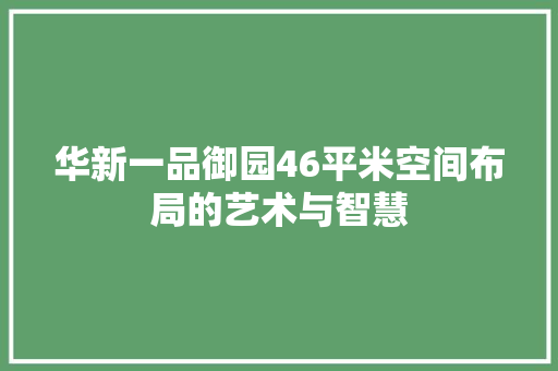 华新一品御园46平米空间布局的艺术与智慧 华新一品御园46平米空间布局的艺术与智慧 MI家设计百科