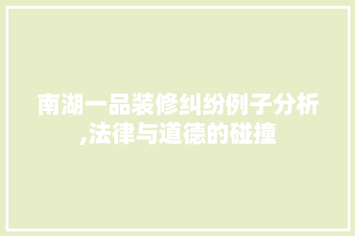 南湖一品装修纠纷例子分析,法律与道德的碰撞