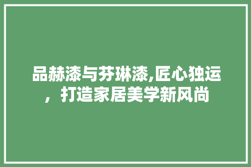 品赫漆与芬琳漆,匠心独运，打造家居美学新风尚(品赫漆和芬琳漆对比)