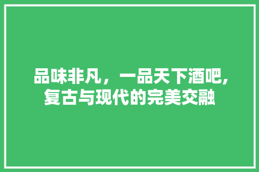 品味非凡，一品天下酒吧,复古与现代的完美交融