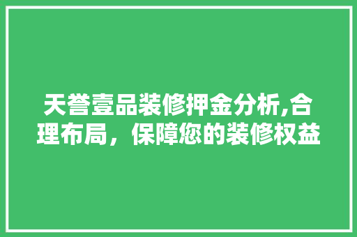 天誉壹品装修押金分析,合理布局，保障您的装修权益 天誉壹品装修押金分析,合理布局，保障您的装修权益 MI家装修攻略