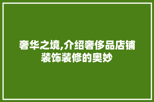 奢华之境,介绍奢侈品店铺装饰装修的奥妙 奢华之境,介绍奢侈品店铺装饰装修的奥妙 MI家装修经验