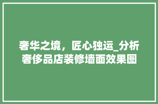 奢华之境，匠心独运_分析奢侈品店装修墙面效果图 奢华之境，匠心独运_分析奢侈品店装修墙面效果图 MI家装修经验