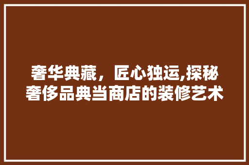 奢华典藏，匠心独运,探秘奢侈品典当商店的装修艺术