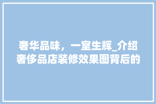 奢华品味，一室生辉_介绍奢侈品店装修效果图背后的秘密
