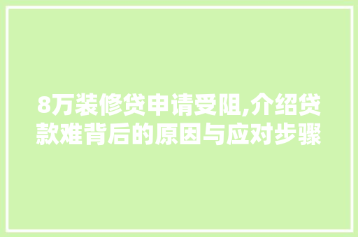 8万装修贷申请受阻,介绍贷款难背后的原因与应对步骤