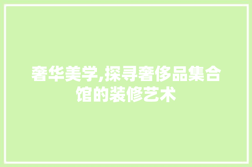 奢华美学,探寻奢侈品集合馆的装修艺术