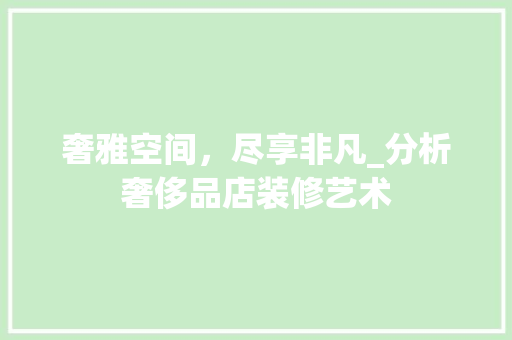 奢雅空间，尽享非凡_分析奢侈品店装修艺术