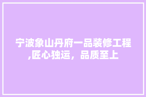 宁波象山丹府一品装修工程,匠心独运，品质至上 宁波象山丹府一品装修工程,匠心独运，品质至上 MI家公司推荐