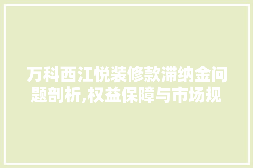 万科西江悦装修款滞纳金问题剖析,权益保障与市场规则的介绍