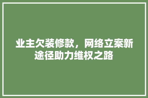 业主欠装修款，网络立案新途径助力维权之路 业主欠装修款，网络立案新途径助力维权之路 MI家公司推荐