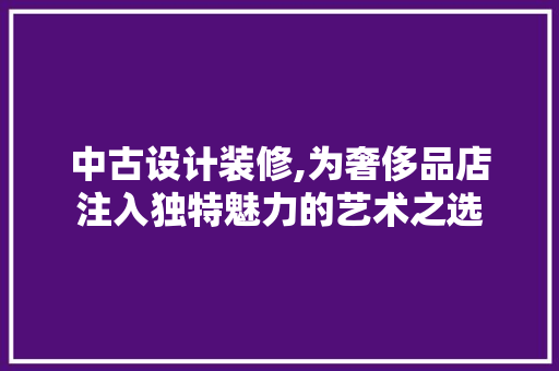 中古设计装修,为奢侈品店注入独特魅力的艺术之选