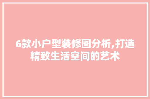6款小户型装修图分析,打造精致生活空间的艺术