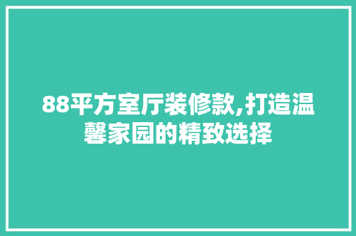 88平方室厅装修款,打造温馨家园的精致选择