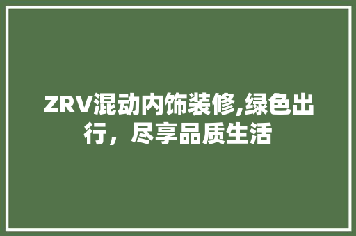 ZRV混动内饰装修,绿色出行，尽享品质生活(rav混合动力)