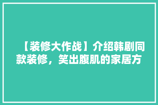 【装修大作战】介绍韩剧同款装修，笑出腹肌的家居方法！