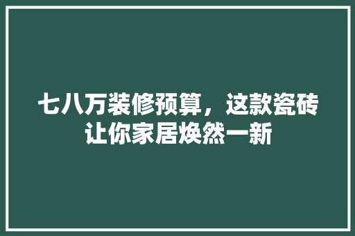 七八万装修预算，这款瓷砖让你家居焕然一新 七八万装修预算，这款瓷砖让你家居焕然一新 MI家装修经验