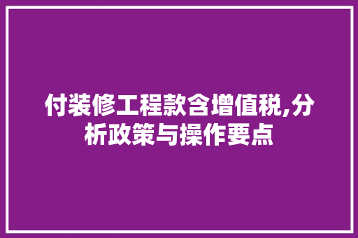 付装修工程款含增值税,分析政策与操作要点
